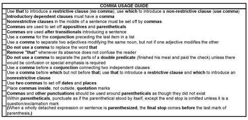 Comma usage blog